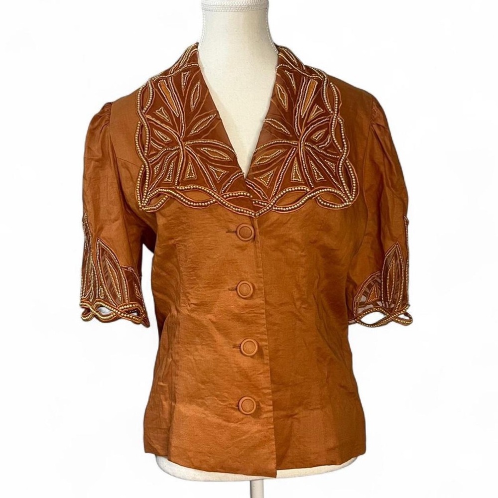 Nina Austin Embroidered Top Size 8
